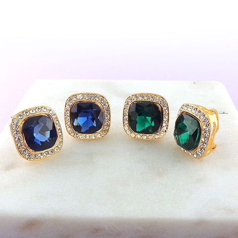 Online shopping for square earrings with rhinestone accents. A great gift for you or your girlfriend, wife, co-worker, friend & family. Wholesale available at www.lavishy.com with many unique & fun fashion accessories.