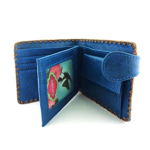Bohemian style Polish flower vegan embroidered medium wallet for women