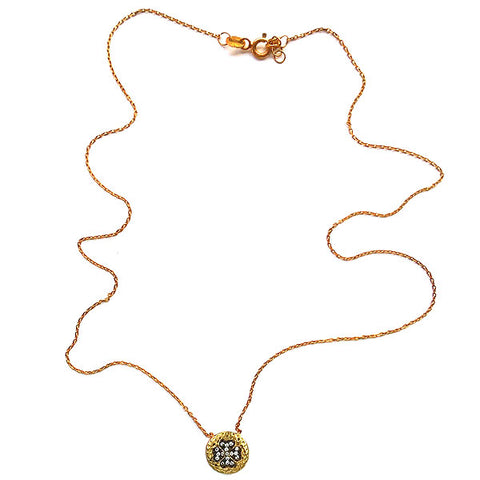 Online shopping for handmade crystal studded four leaf clover pendant gold filled necklace. It is a lucky gift for yourself or family and friends.