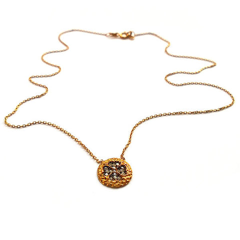 Online shopping for handmade crystal studded four leaf clover pendant gold filled necklace. It is a lucky gift for yourself or family and friends.