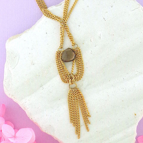 Online shopping for handmade gold filled necklace with brown smoky quartz stone. It is a lucky gift for yourself or family and friends.
