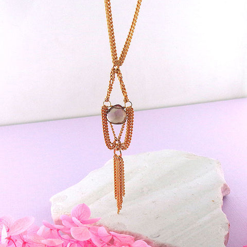 Online shopping for handmade gold filled necklace with brown smoky quartz stone. It is a lucky gift for yourself or family and friends.