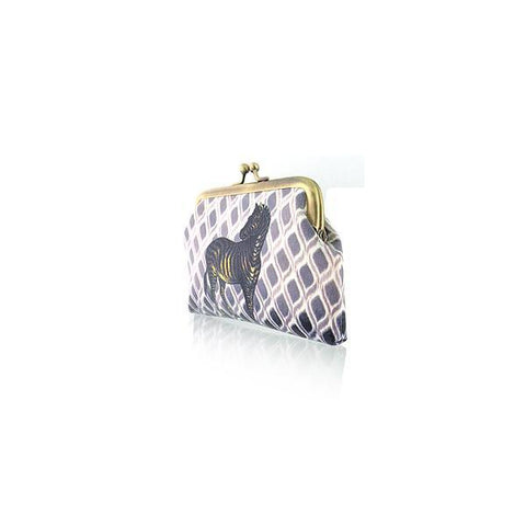 Eco-friendly, cruelty-free, ethically made vegan kiss lock frame coin purse with vintage style zebra print by Mlavi Studio. It's great for everyday use or as gift for animal loving family and friends. Wholesale at www.mlavi.com to gift shop, clothing & fashion accessories boutiques, book stores.