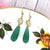 handmade tear drop nature stone earrings with glass bead accent