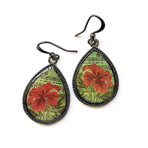 LAVISHY vintage style handmade hibiscus flower earrings